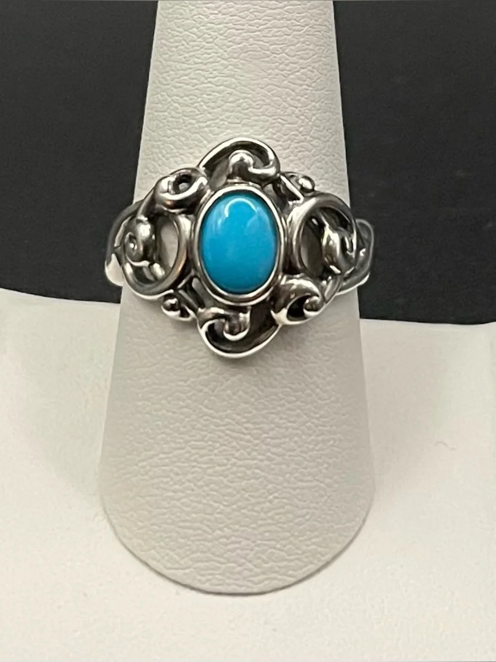 Carolyn Pollack Relios .925 sleeping beauty turquoise scroll ring sz 9 / 6.42 g